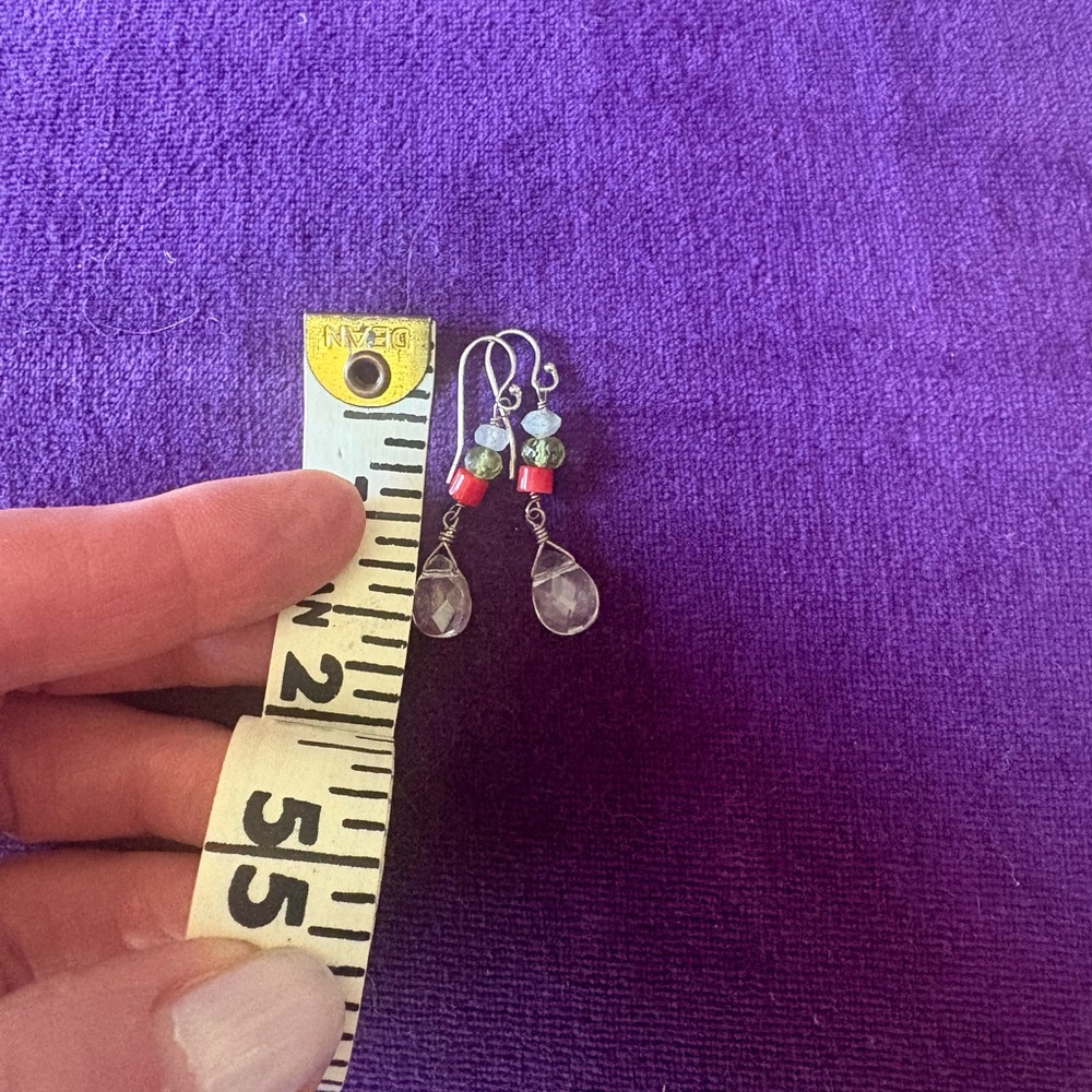 Elegant Silver and Red Dangle Earrings